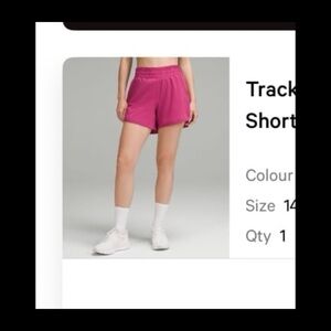 Lululemon Track that high rise 5” short washed mauve size 14